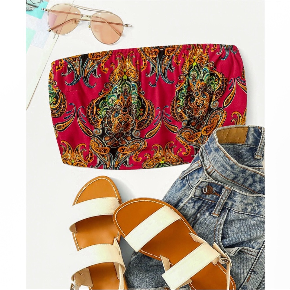 🌻JUST IN🌻Boho Tribal Shirred Tube Top🌻